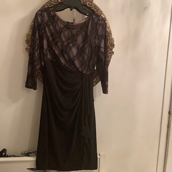 AMERICAN LIVING LACED BLACK DRESS LONG SLEEVES - Picture 1 of 4